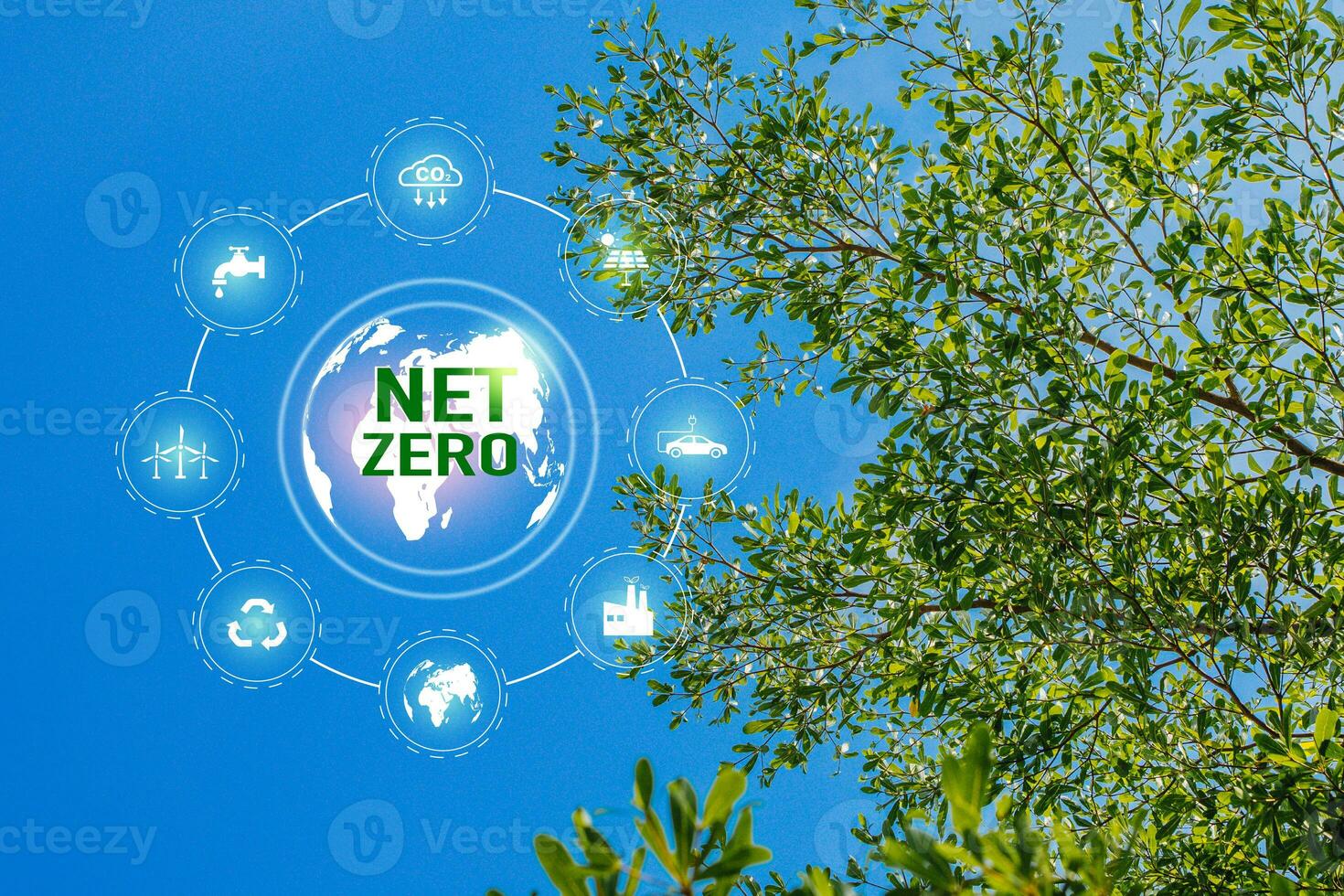 Net Zero and Carbon Neutral Concepts Net Zero Emissions Goals With a