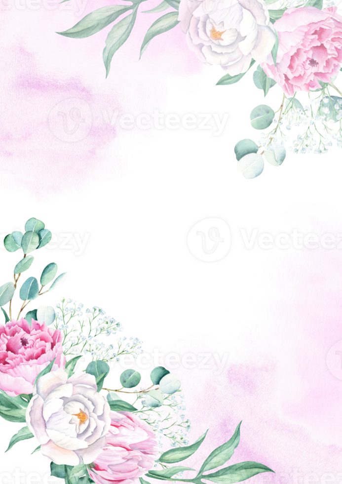 Floral background card. Wedding invitation template with white and pink