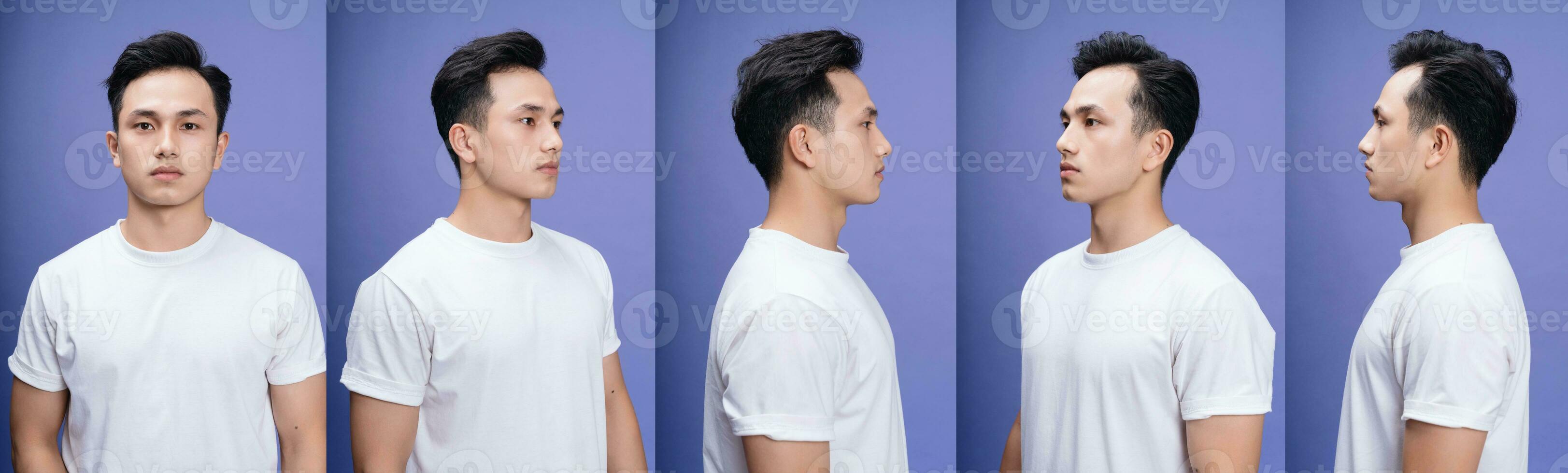 Photo of young Asian man on background