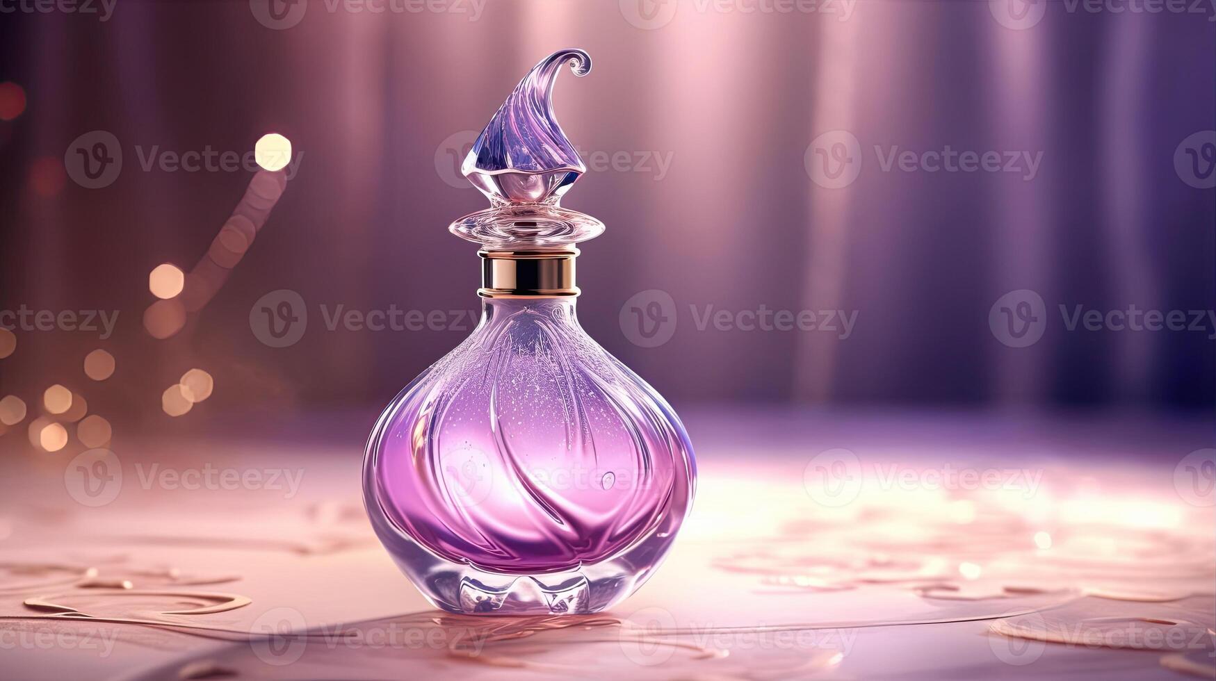 Romantic Perfume Bottle with Rose Petals photo