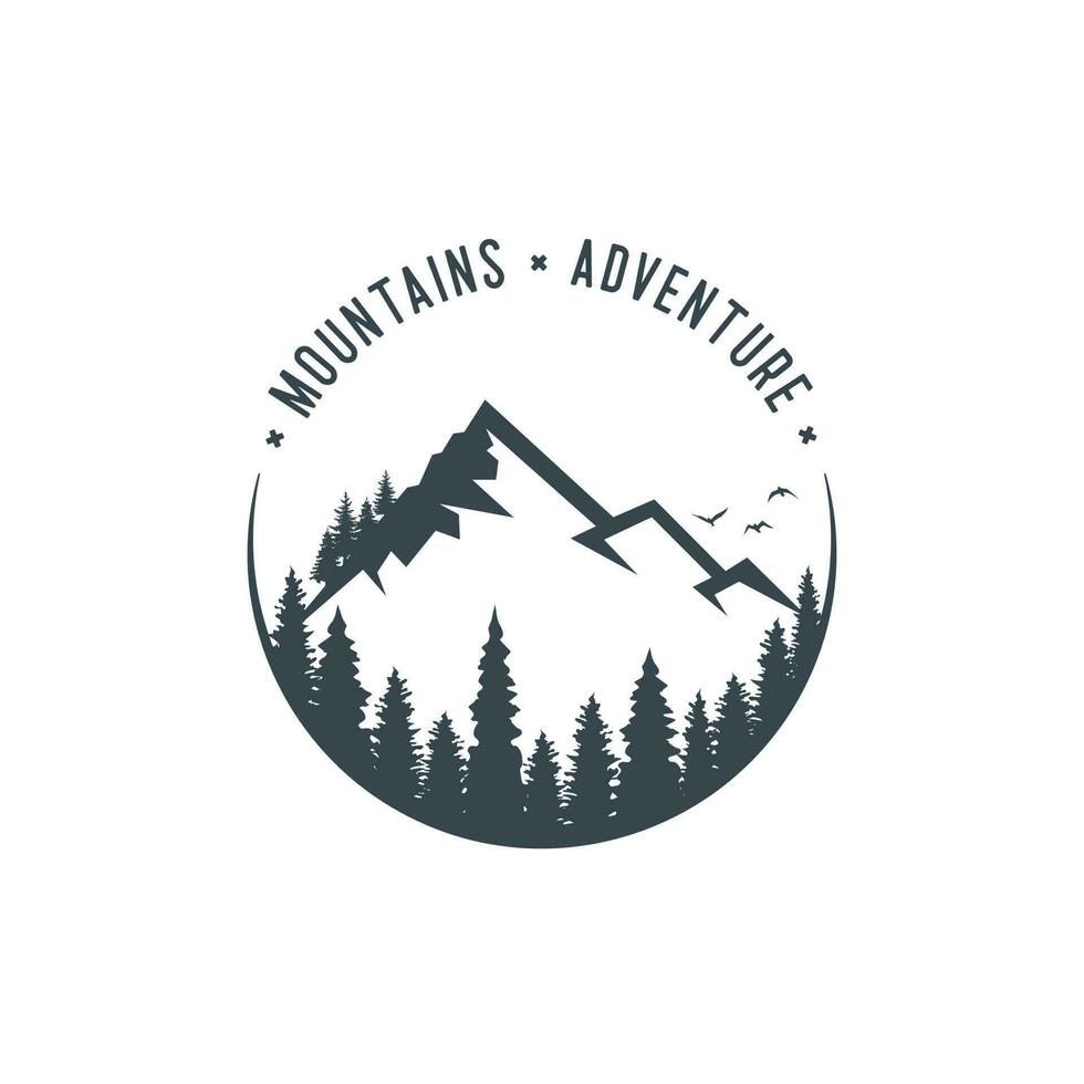 vintage badge seal mountain adventure outdoor logo vector design on white background.