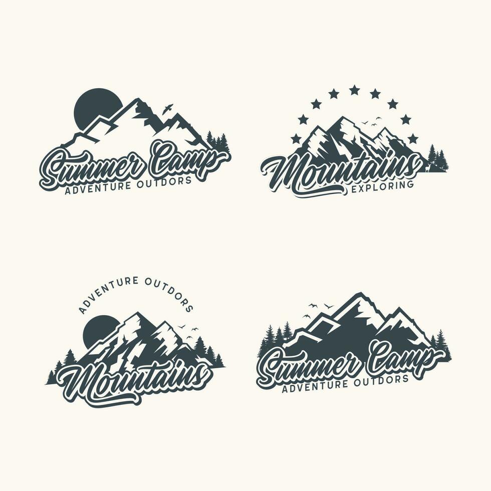 conjunto de Clásico montaña Insignia logo vector diseño.