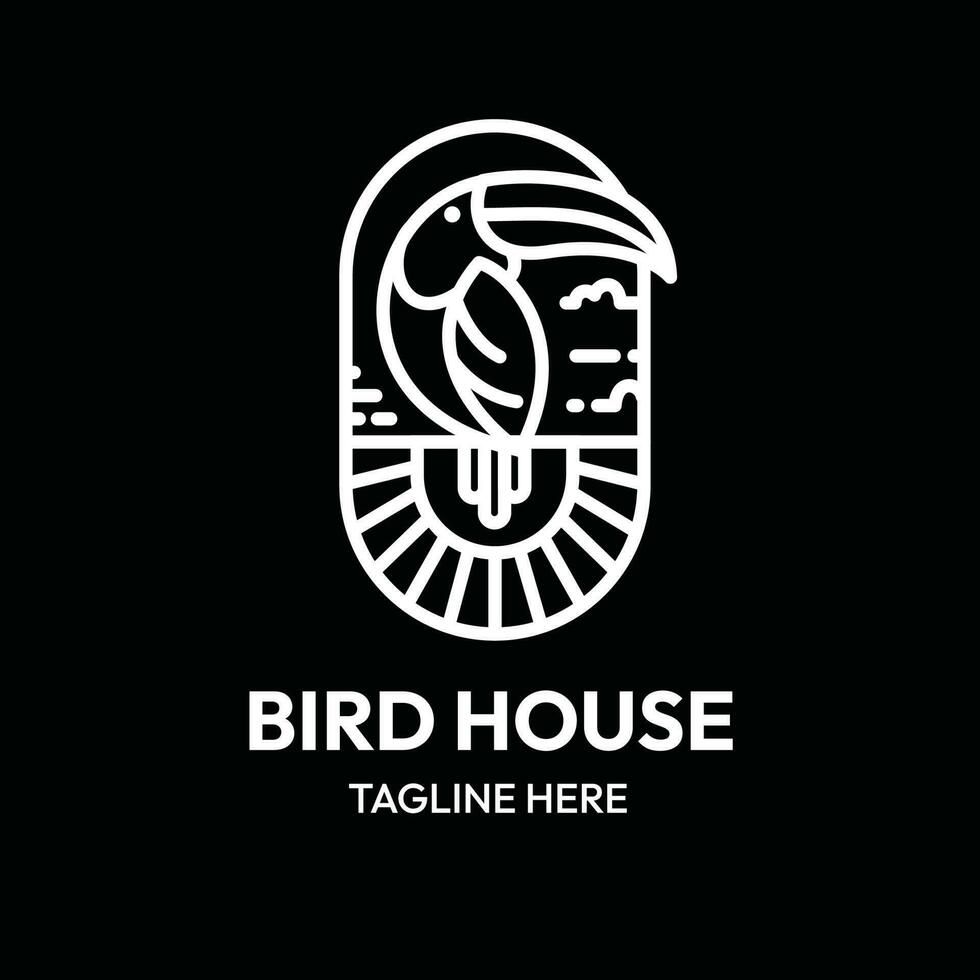 bird house toucan line art outline logo vector