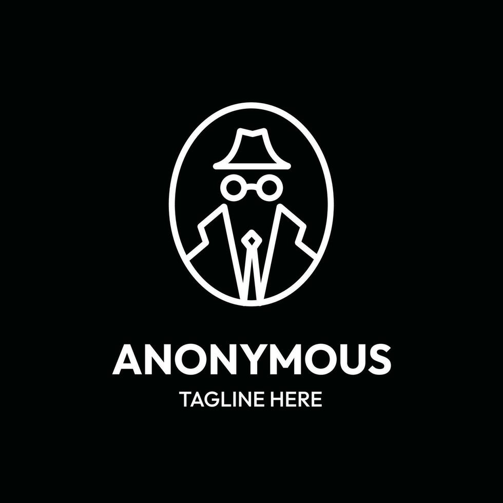 Anonymous hacker line art outline logo vector