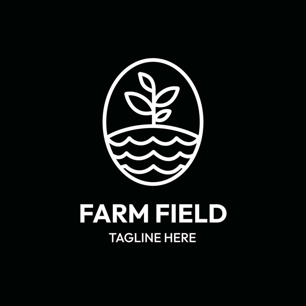 farm field line art outline logo vector