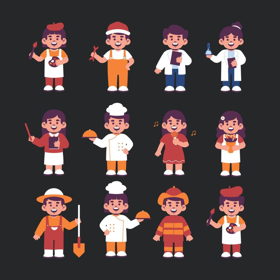 Big set of professions in cartoon flat style, International Workers Day, Labour Day vector