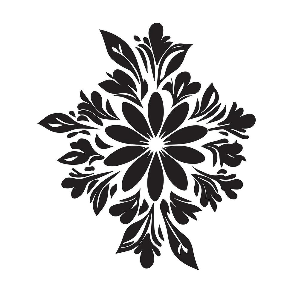 Floral Flower Icon Vector Illustration Black Color