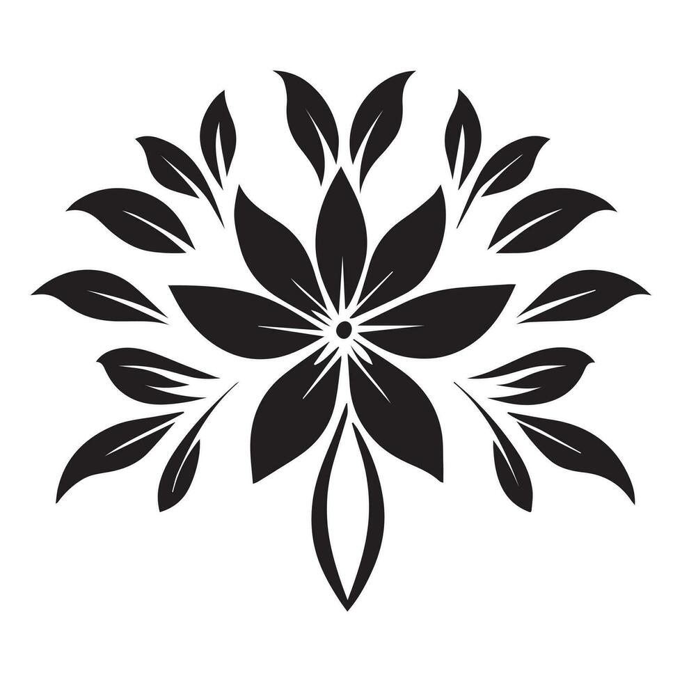 Floral Flower Vector Design Black Color Illustration
