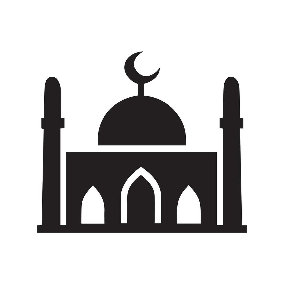 islámico mezquita vector diseño ilustración, masjid vector negro color icono