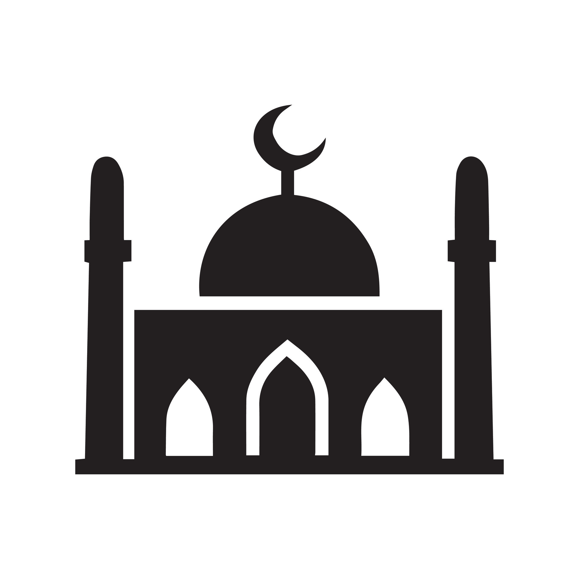 Islamic Mosque Vector Design illustration, Masjid vector Black color
