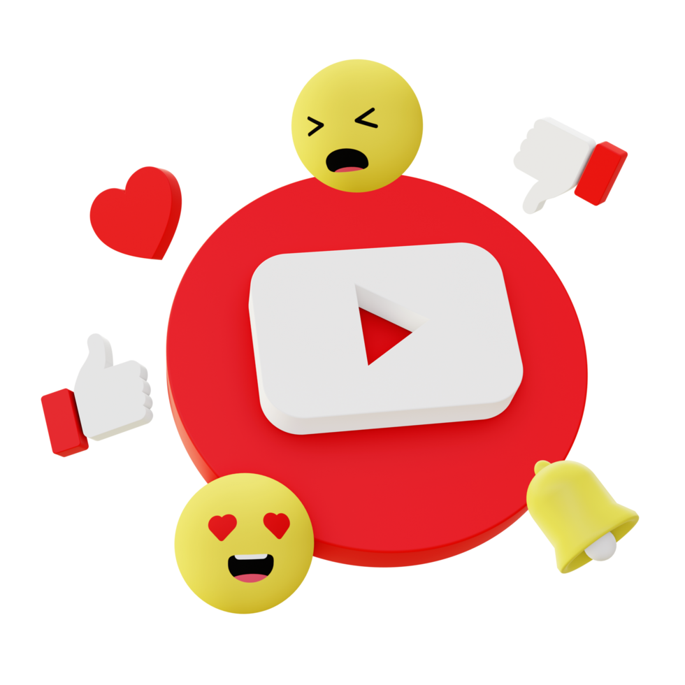 3d illustration icon of youtube like for UI UX web mobile app social media ads png