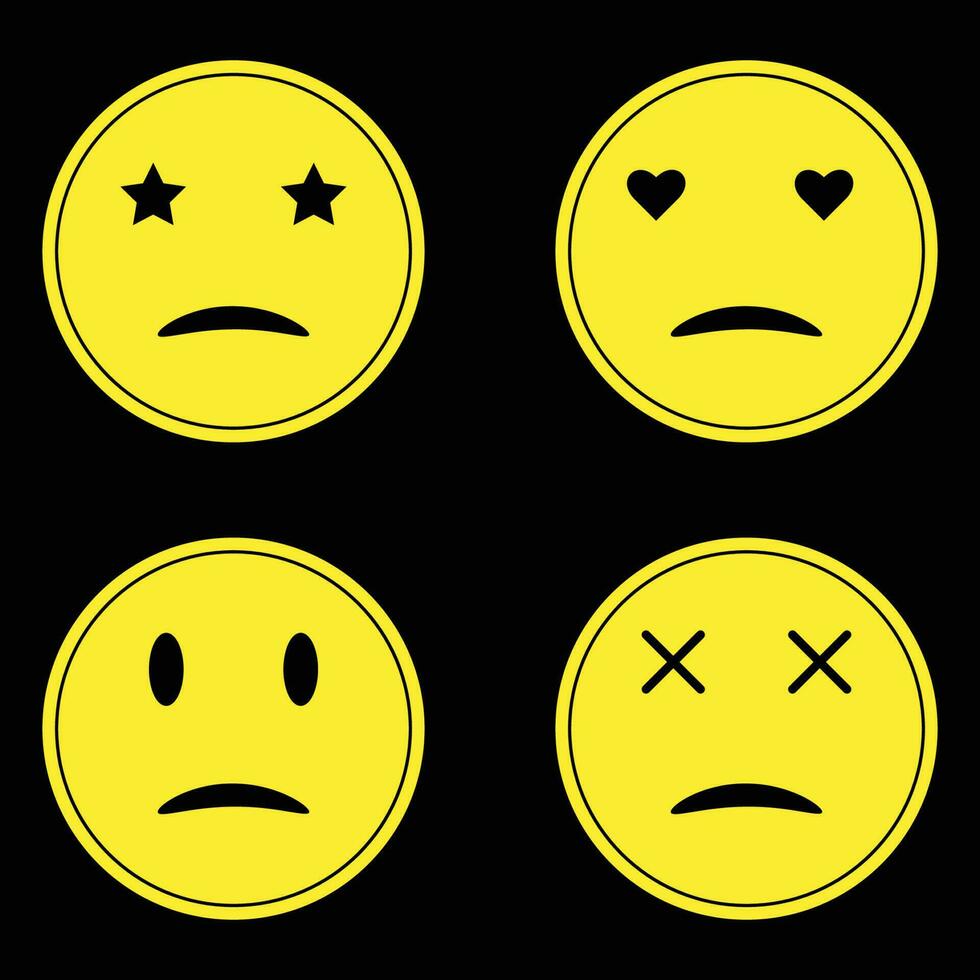vector sad mood emoji stickers set