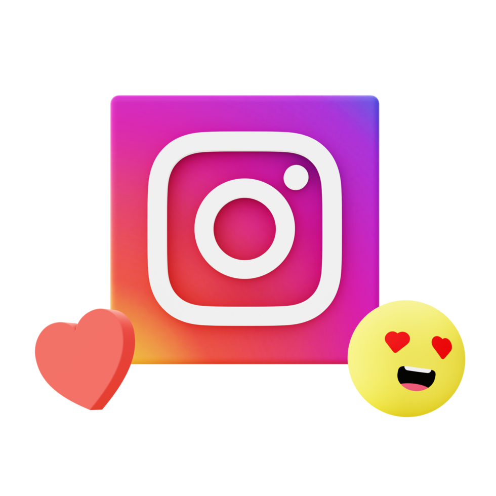 3d illustration icon of instagram love with emoji for UI UX web mobile app social media ads png