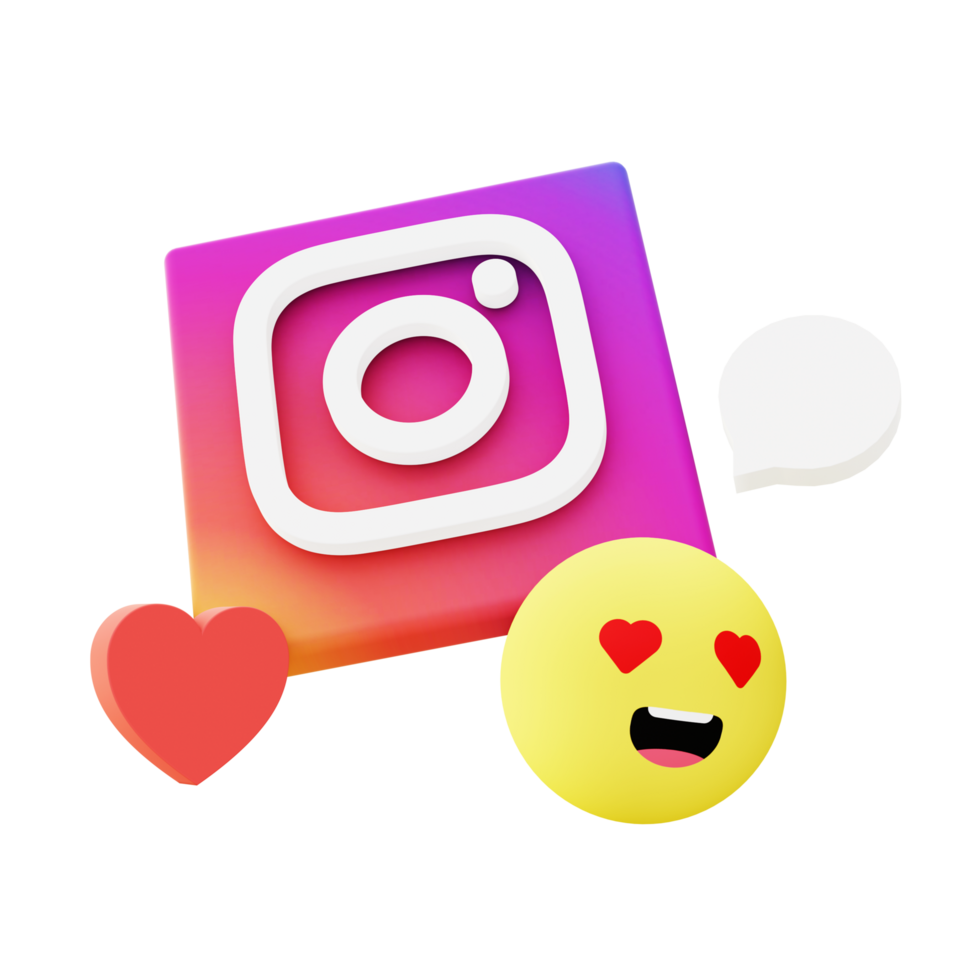 3d illustration icône de instagram l'amour commentaire avec emoji pour ui ux la toile mobile app social médias les publicités png