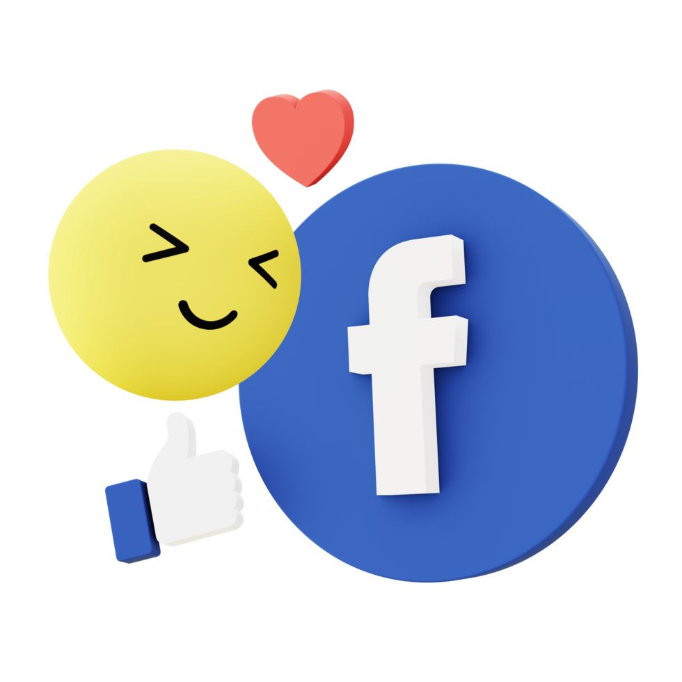 3d illustration icon of facebook like with emoji for UI UX web mobile app social media ads png