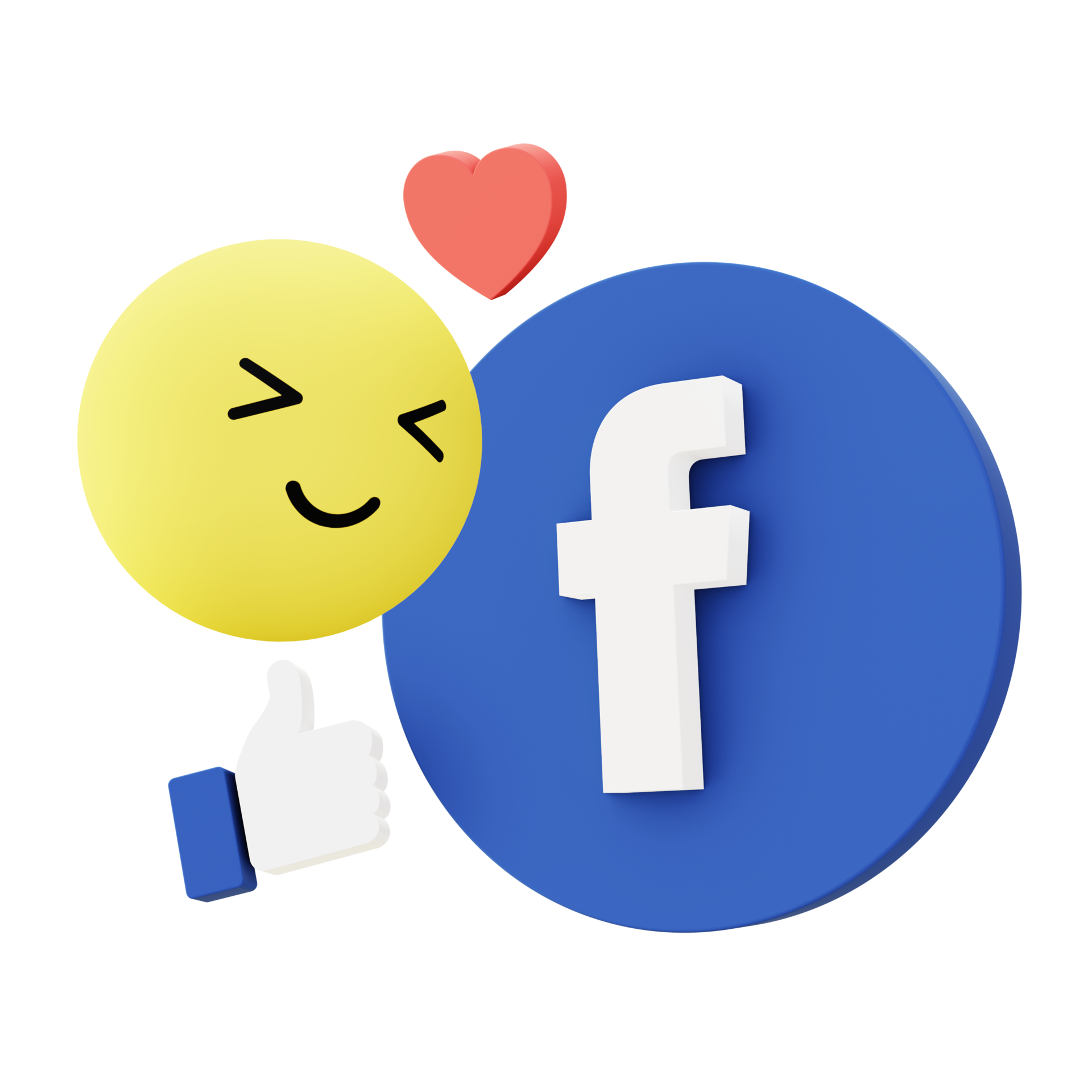 3d illustration icon of facebook like with emoji for UI UX web mobile