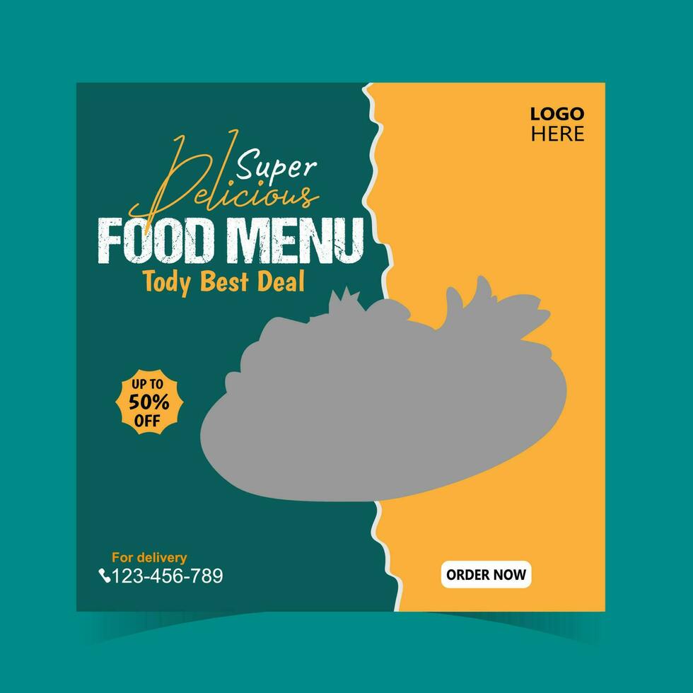 Food menu and restaurant food social media post template vector