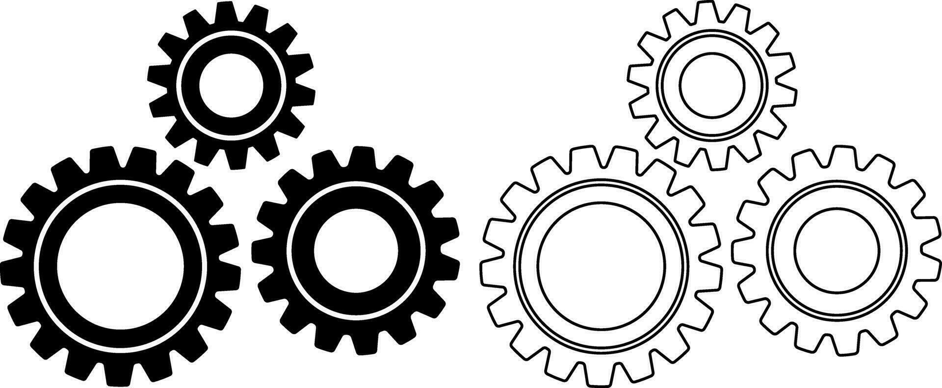outline silhouette gear icon set vector