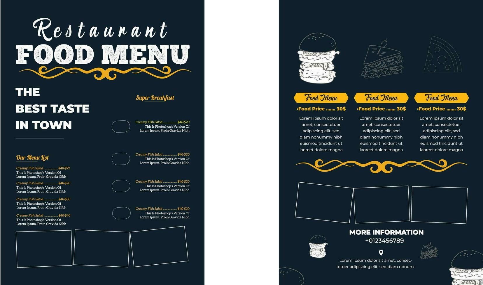 Half Fold Menu Mock-up - Brochures Print vector