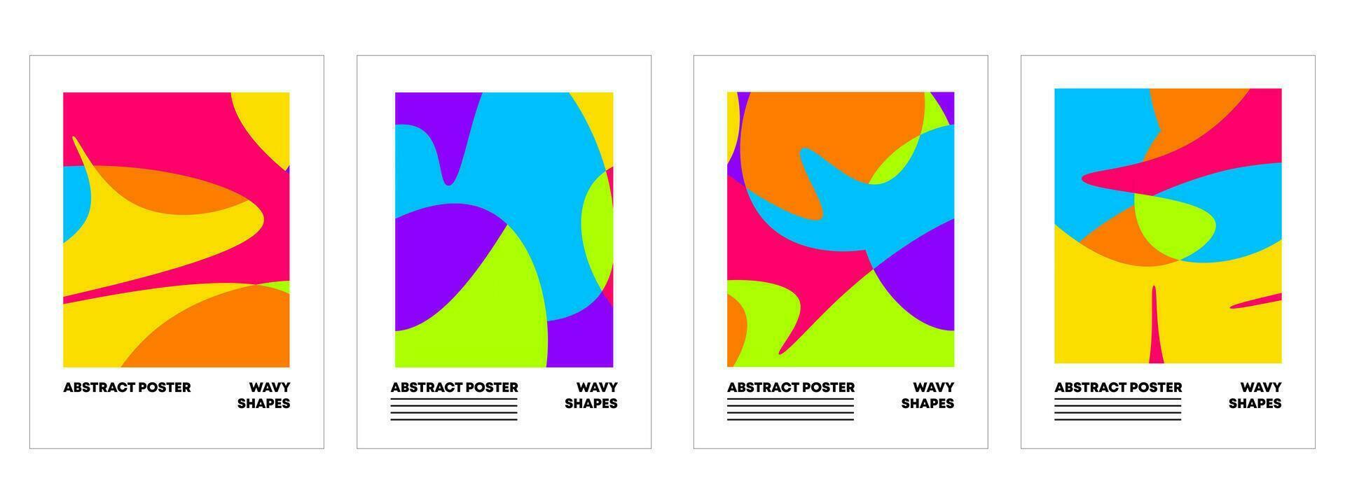 Set of concept abstract waves poster, cover, card. Modern layout design template. Vector illustration