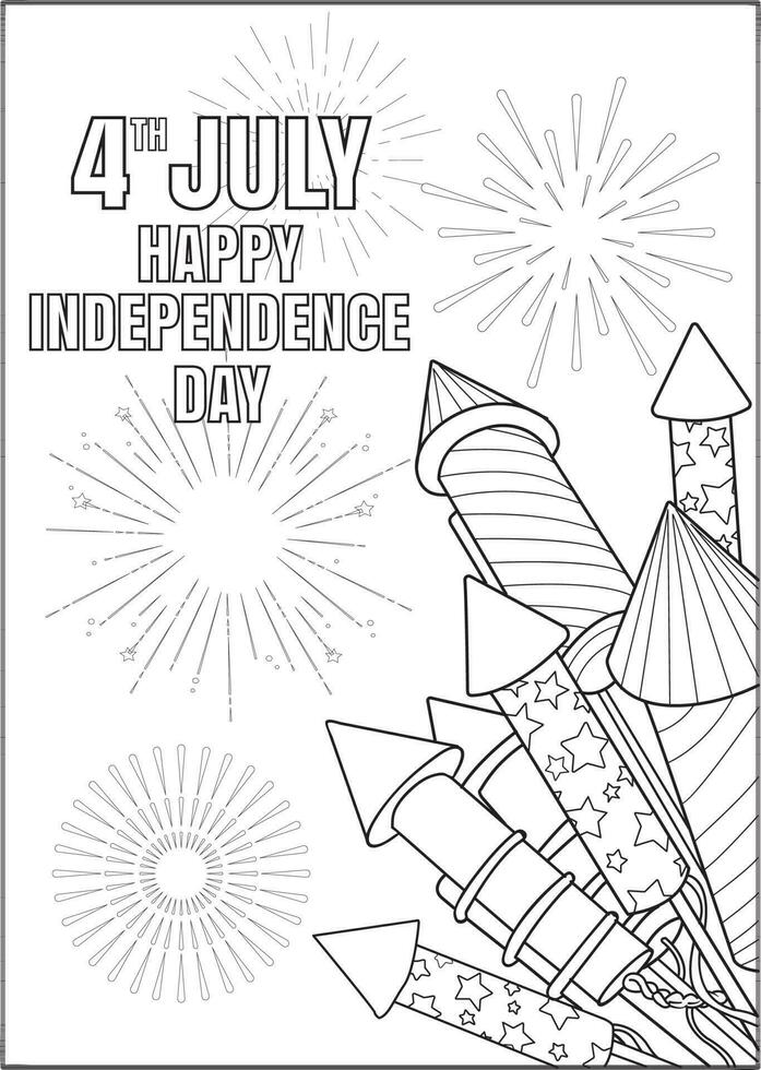 4to de julio de america independencia día colorante página para niños vector