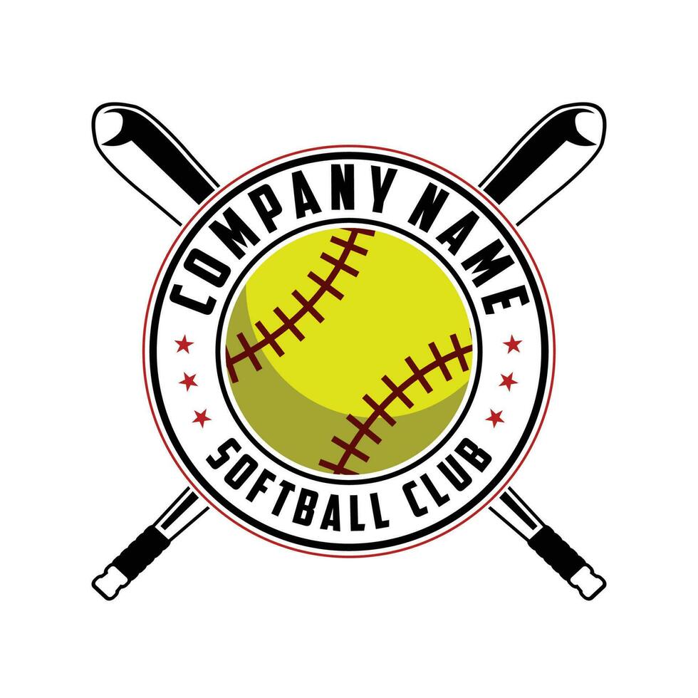 Softball Club or Community Logo Badge on white background vector