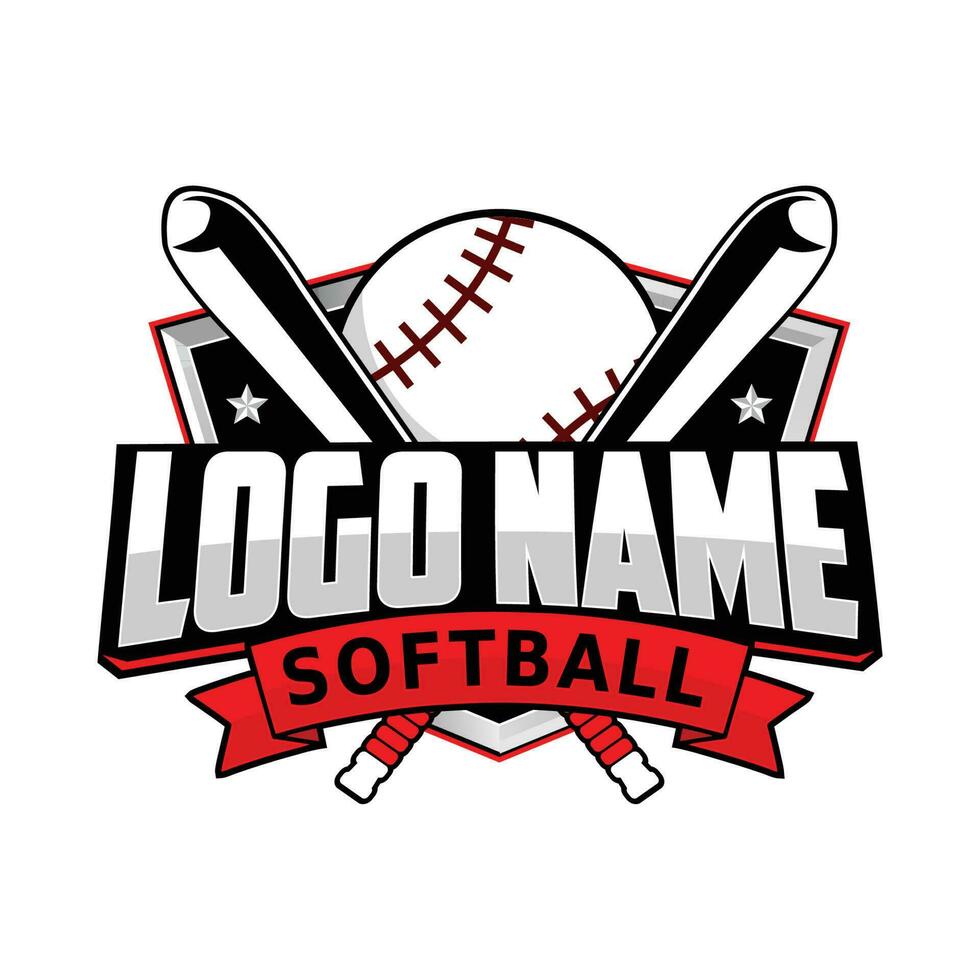 sofbol club o comunidad logo Insignia en blanco antecedentes vector