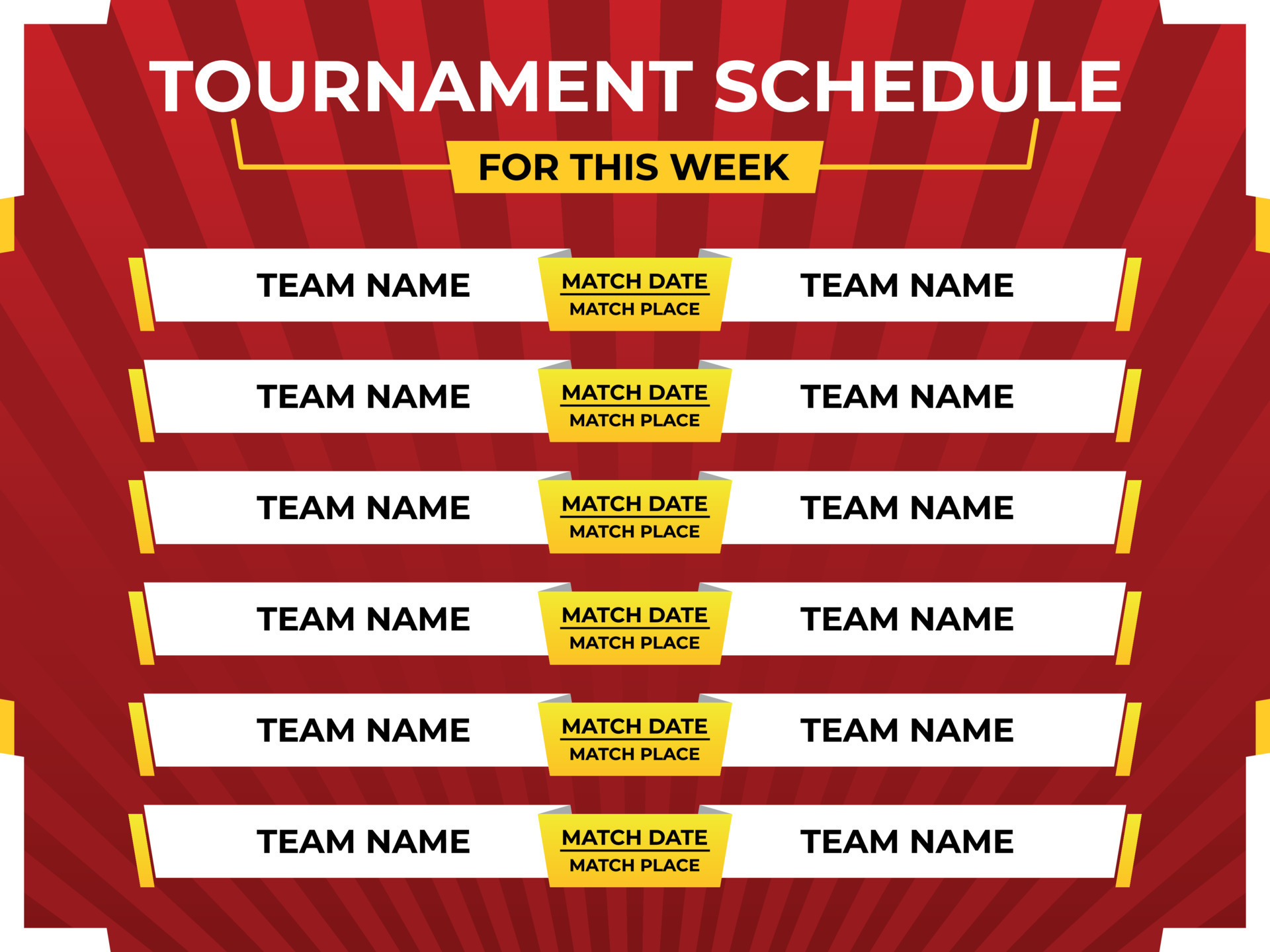 Match schedule for this week 24706195 Vector Art at Vecteezy