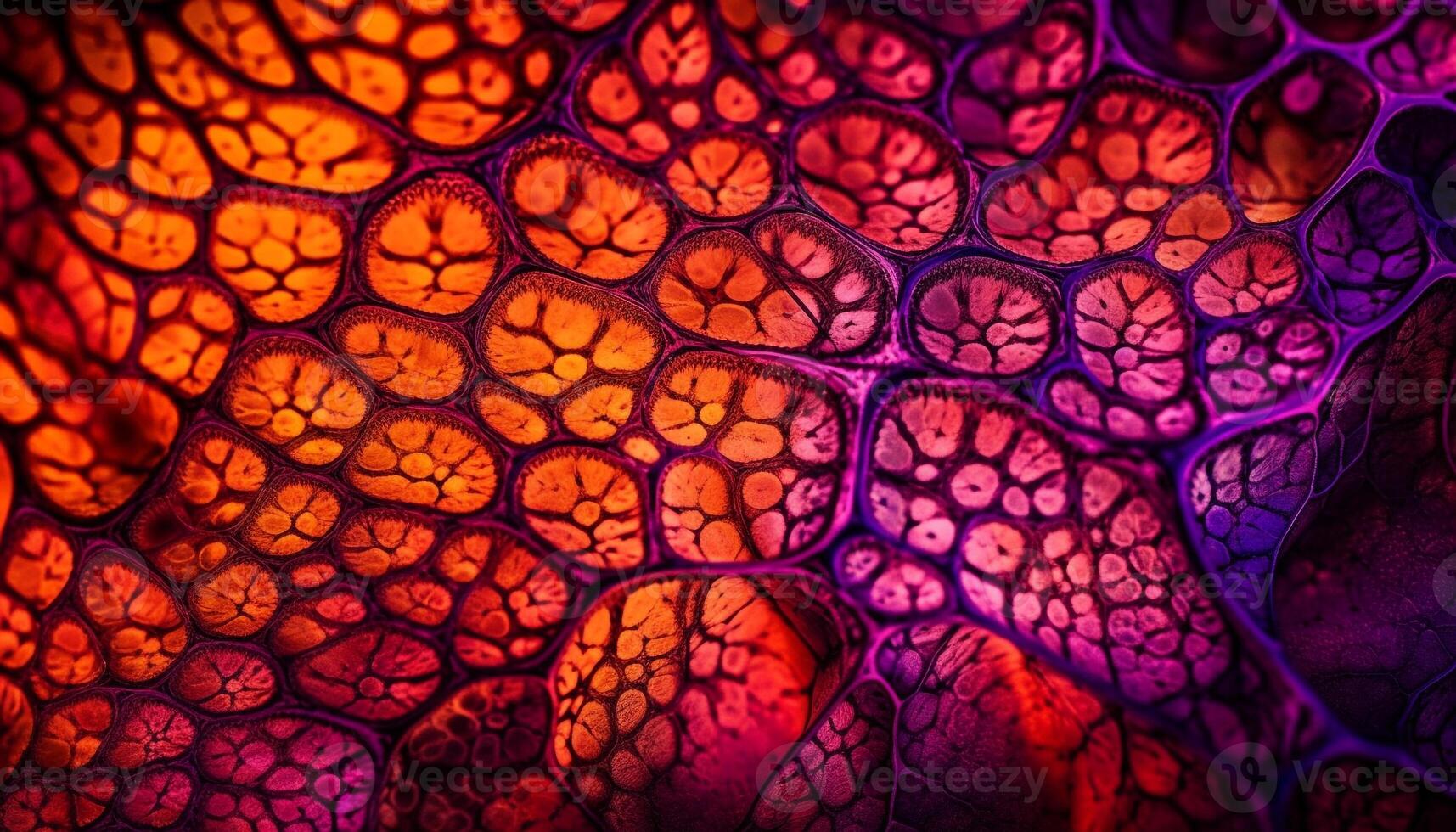 Close up of vibrant yellow plant cell illuminated generated by AI photo