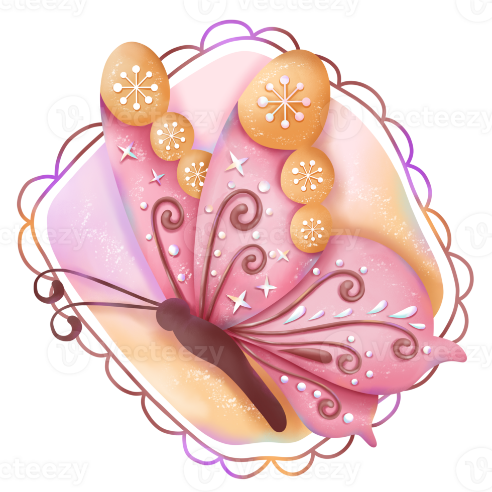 Beautiful Whimsical Butterfly Illustration png