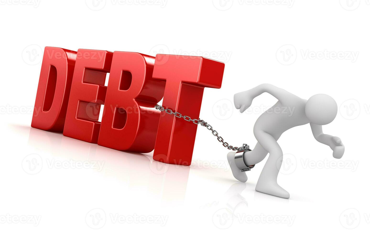 Man pulling debt text photo