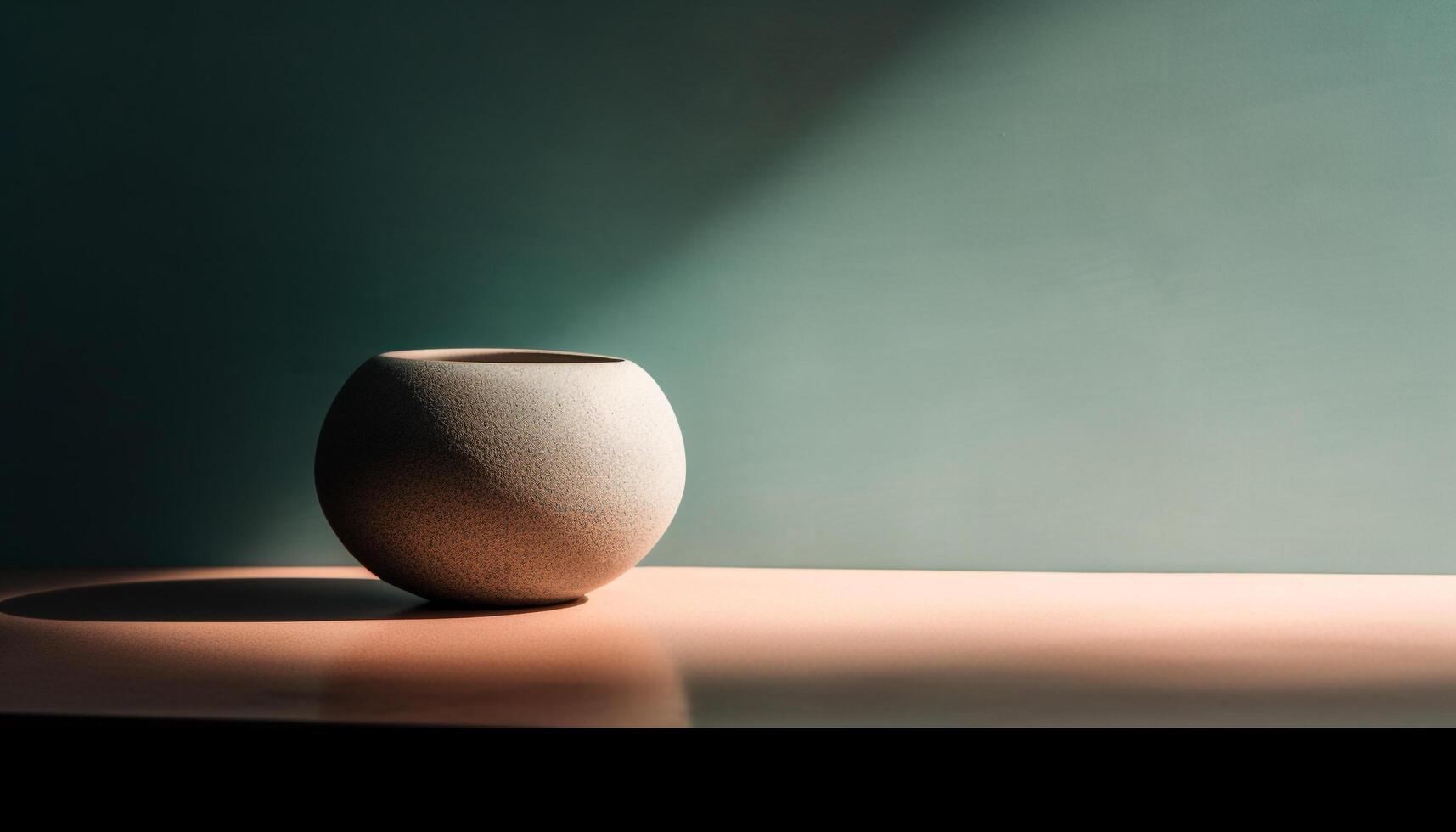 Empty blue vase on wooden table rustic still life generated by AI