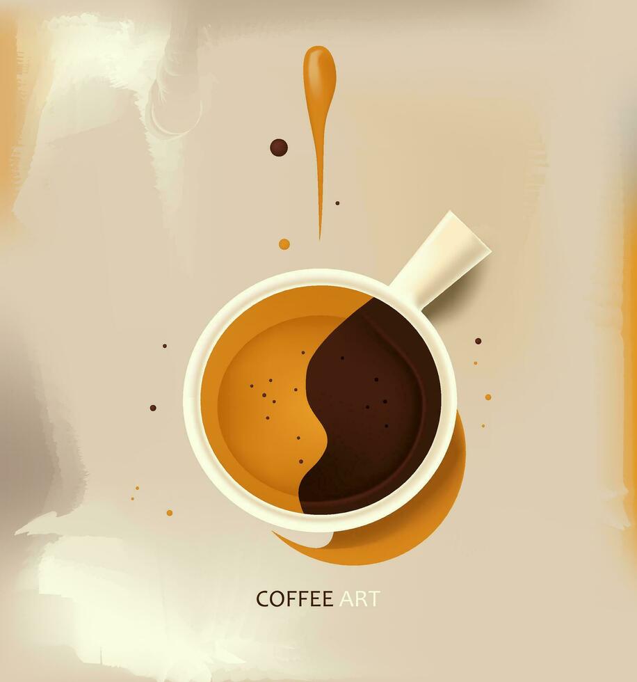 Cup of fresh coffee. Elegant vector illustration. Decorative Design for Cafeteria, Posters, Banners, Cards