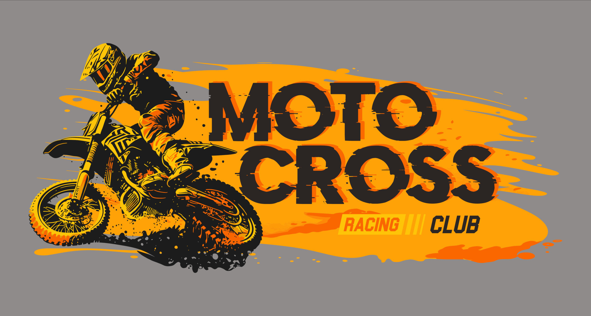 Motocross extreme sport rider with abstract background. Vector
