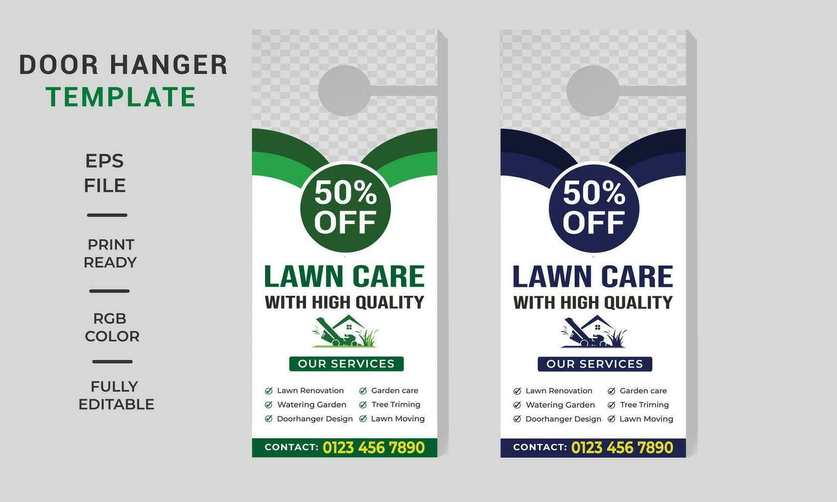 Lawn Care door hanger template design,hotel knob design,best lawn care Service door hanger flyer template vector