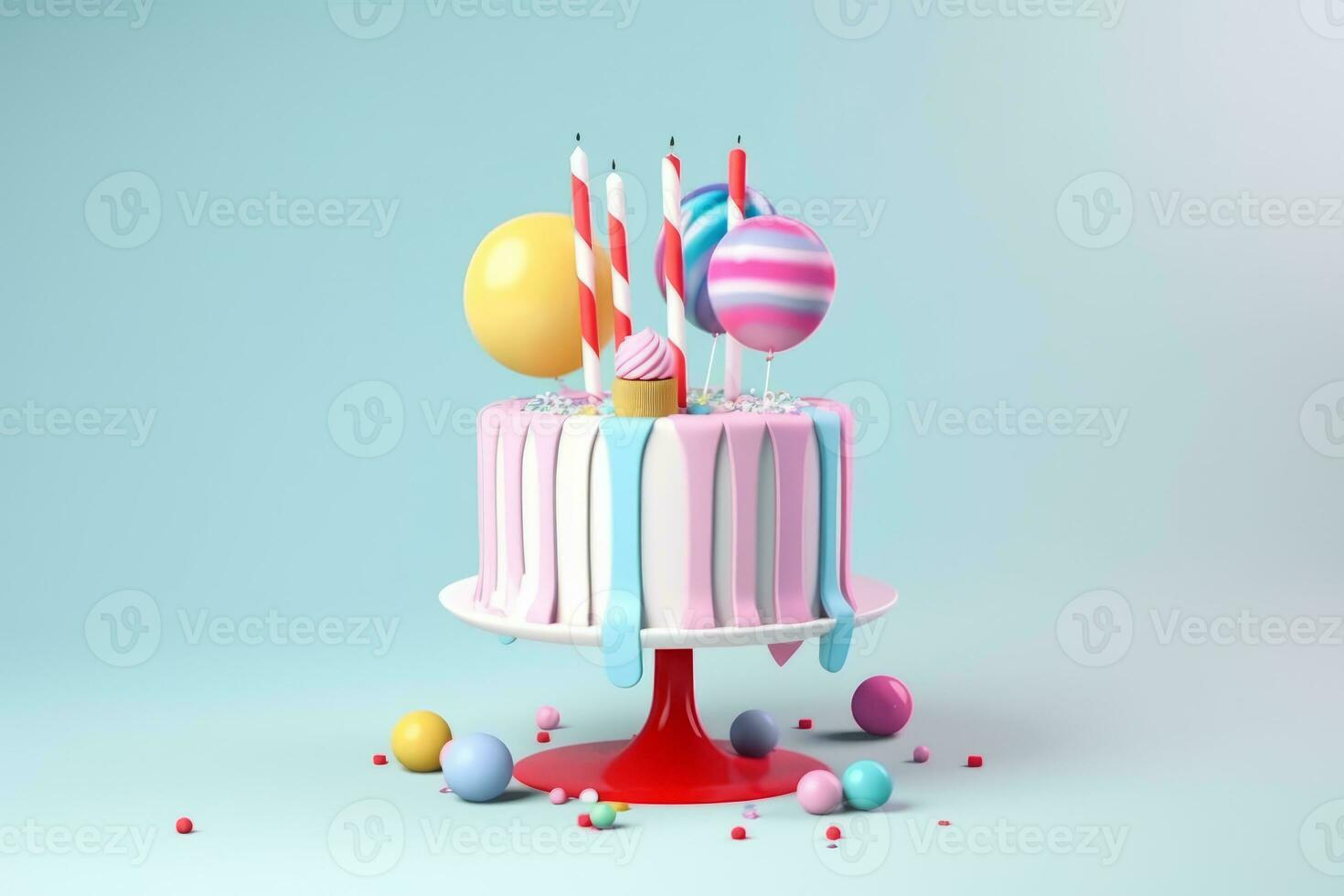 Birthday Cake. Illustration AI Generative photo