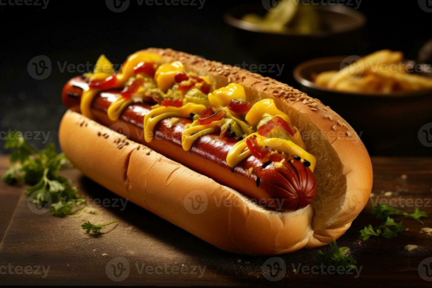 Hot Dog. Illustration AI Generative photo