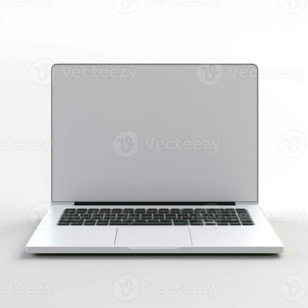 Laptop isolated on white. Illustration AI Generative photo