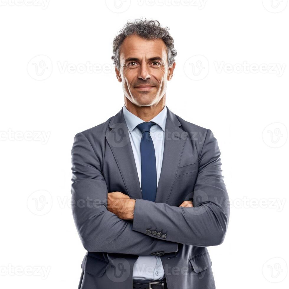 Businessman isolated on white. Illustration AI Generative photo