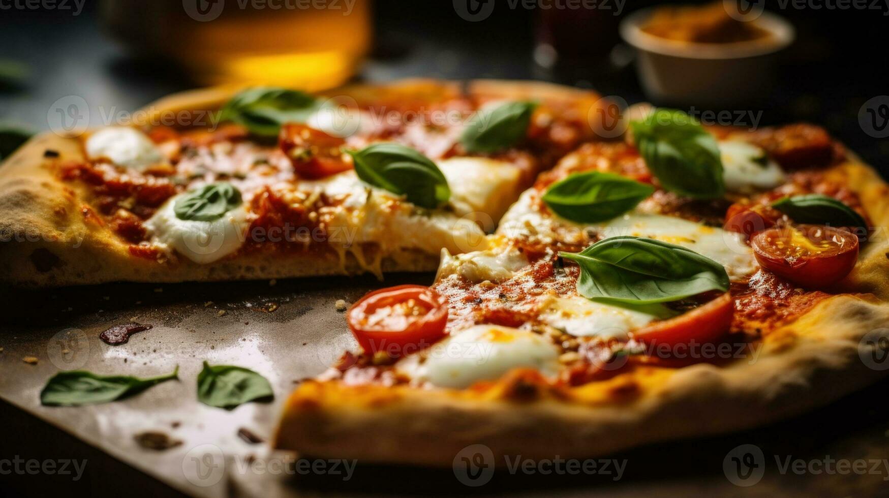 Hot Pizza. Illustration AI Generative photo