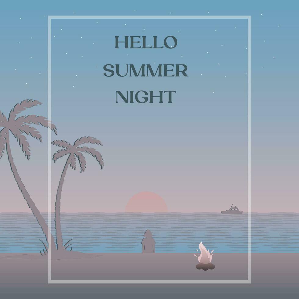 Hola verano noche vector