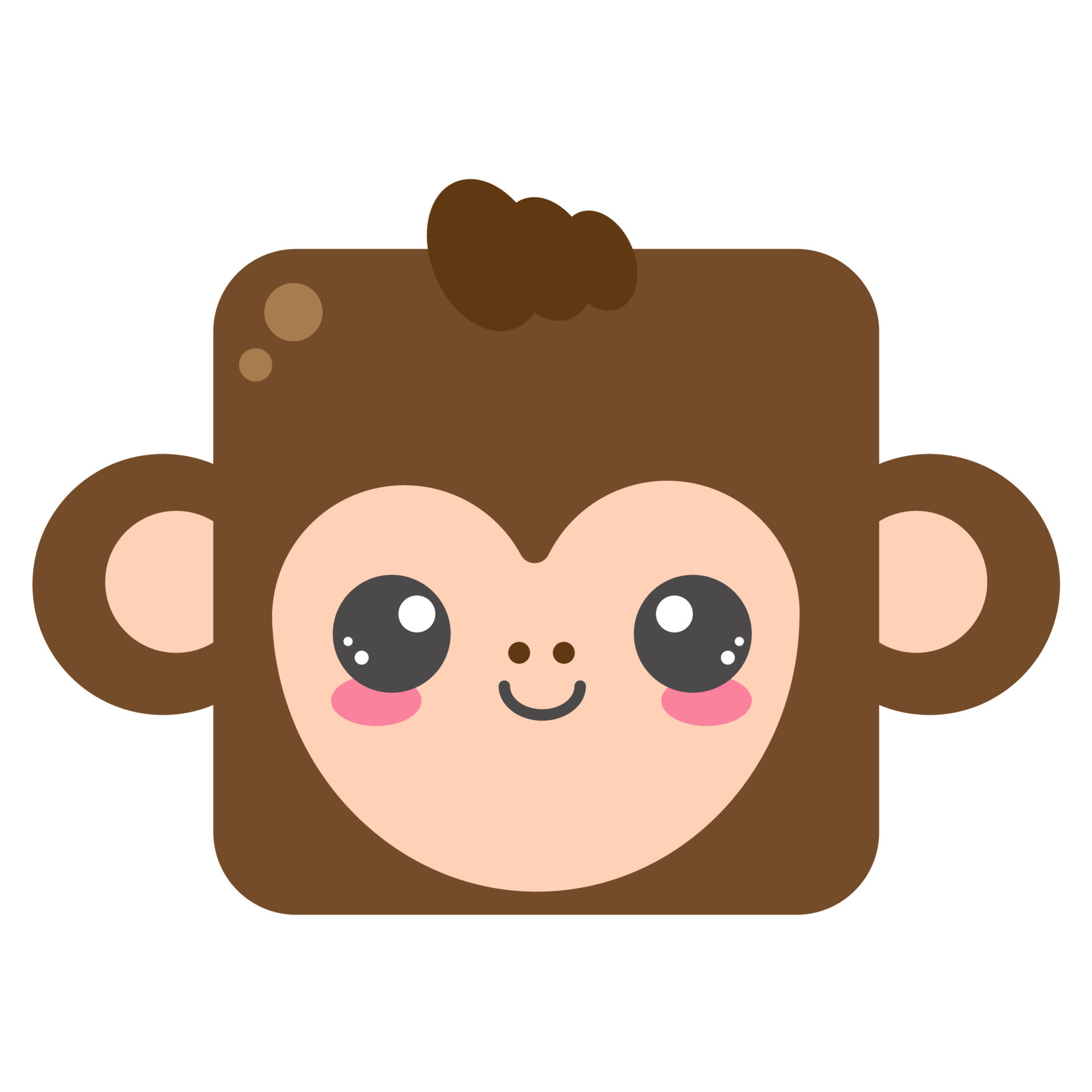 Cute square monkey face. Cartoom head of animal character. Minimal