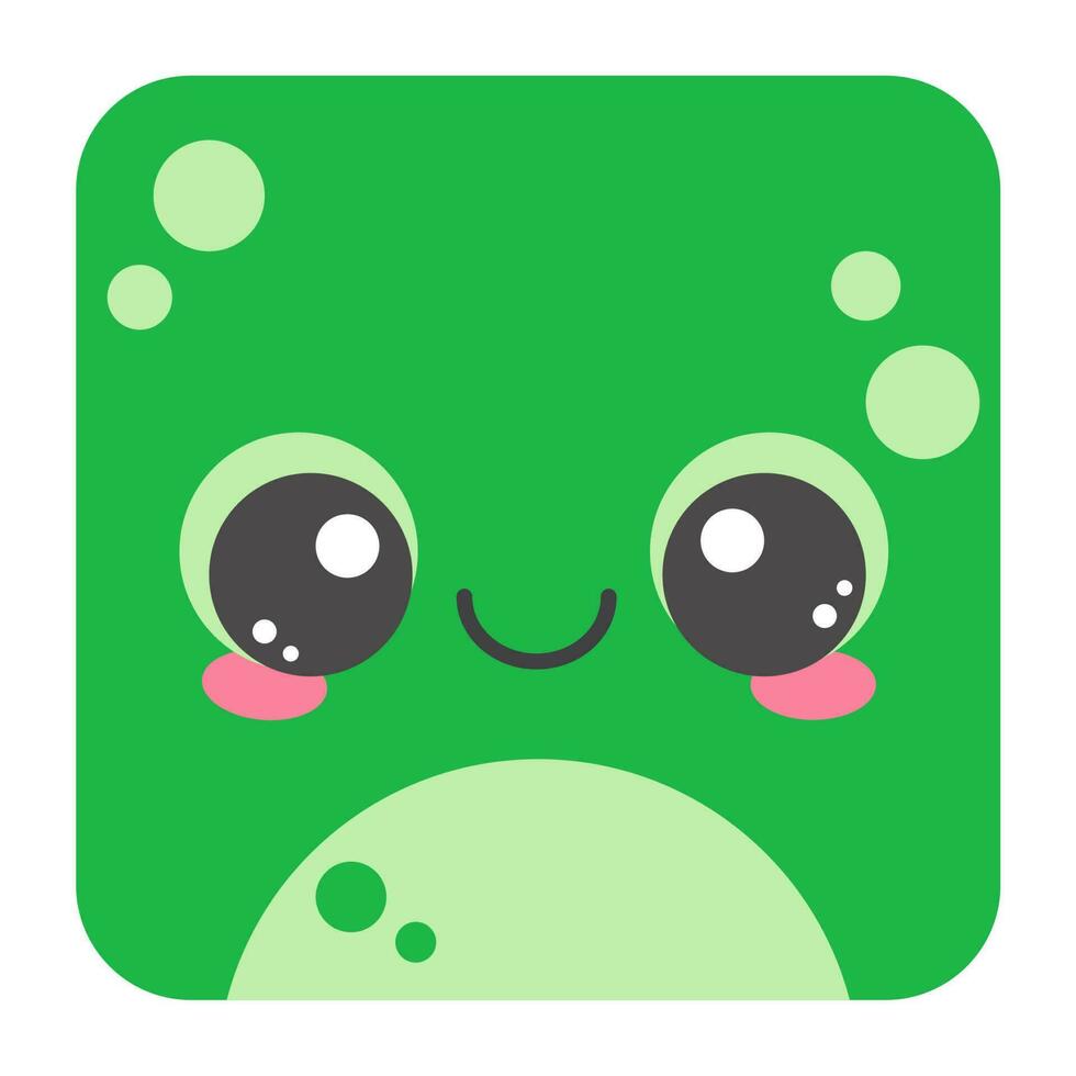 Cute square frog face. Cartoom head of animal character. Minimal simple design. Vector toad illustration
