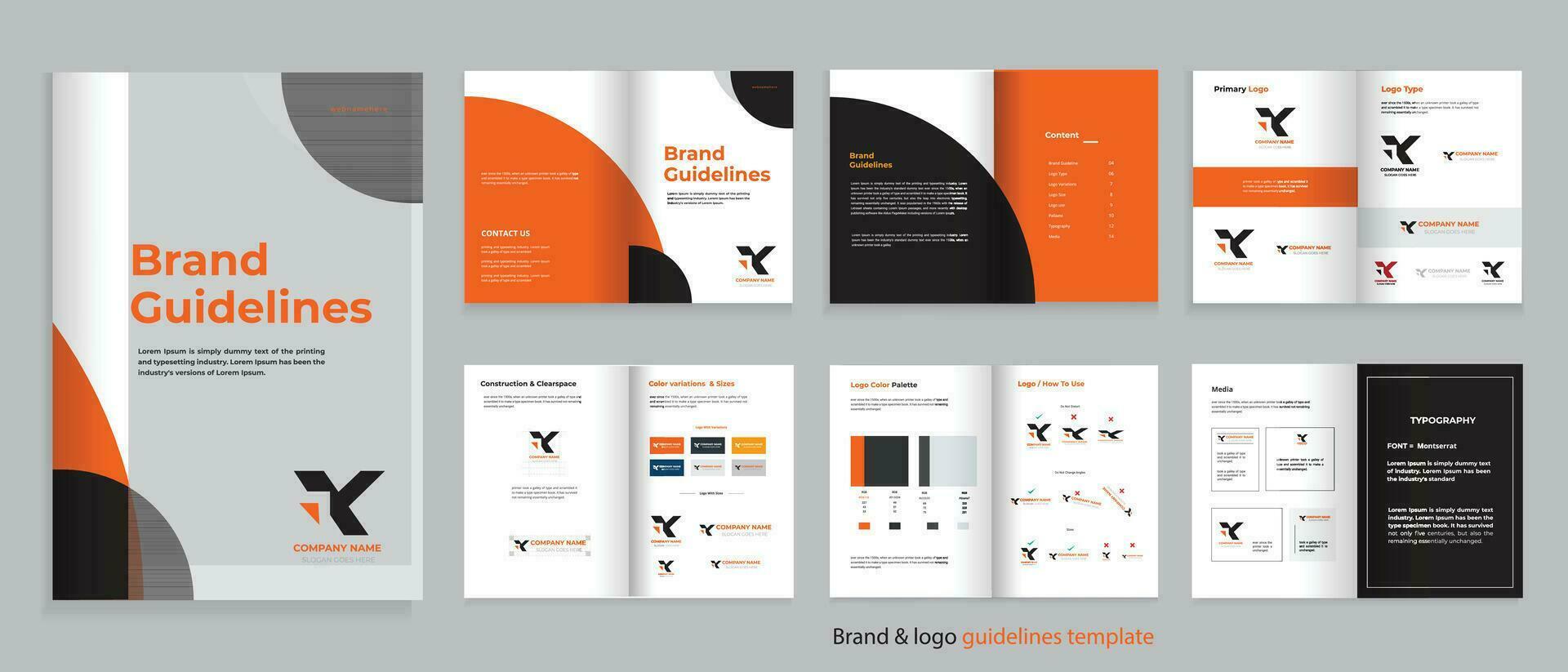 Brand guideline design, brand or logo guidelines template, a4 size professional template vector