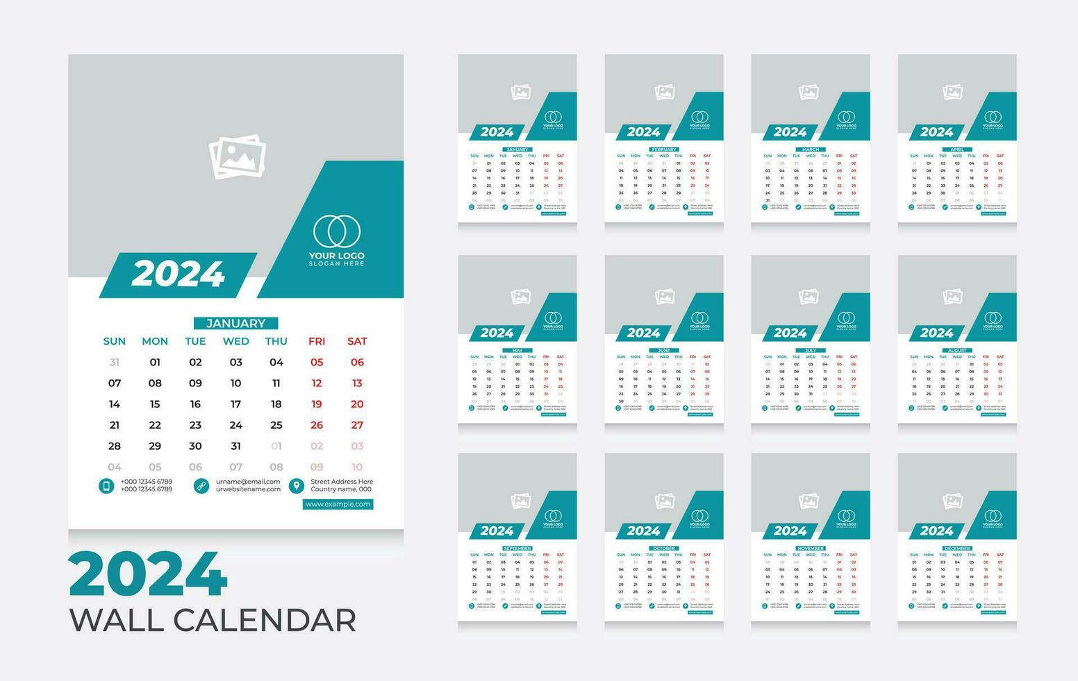 Vector 2024 calendar design template