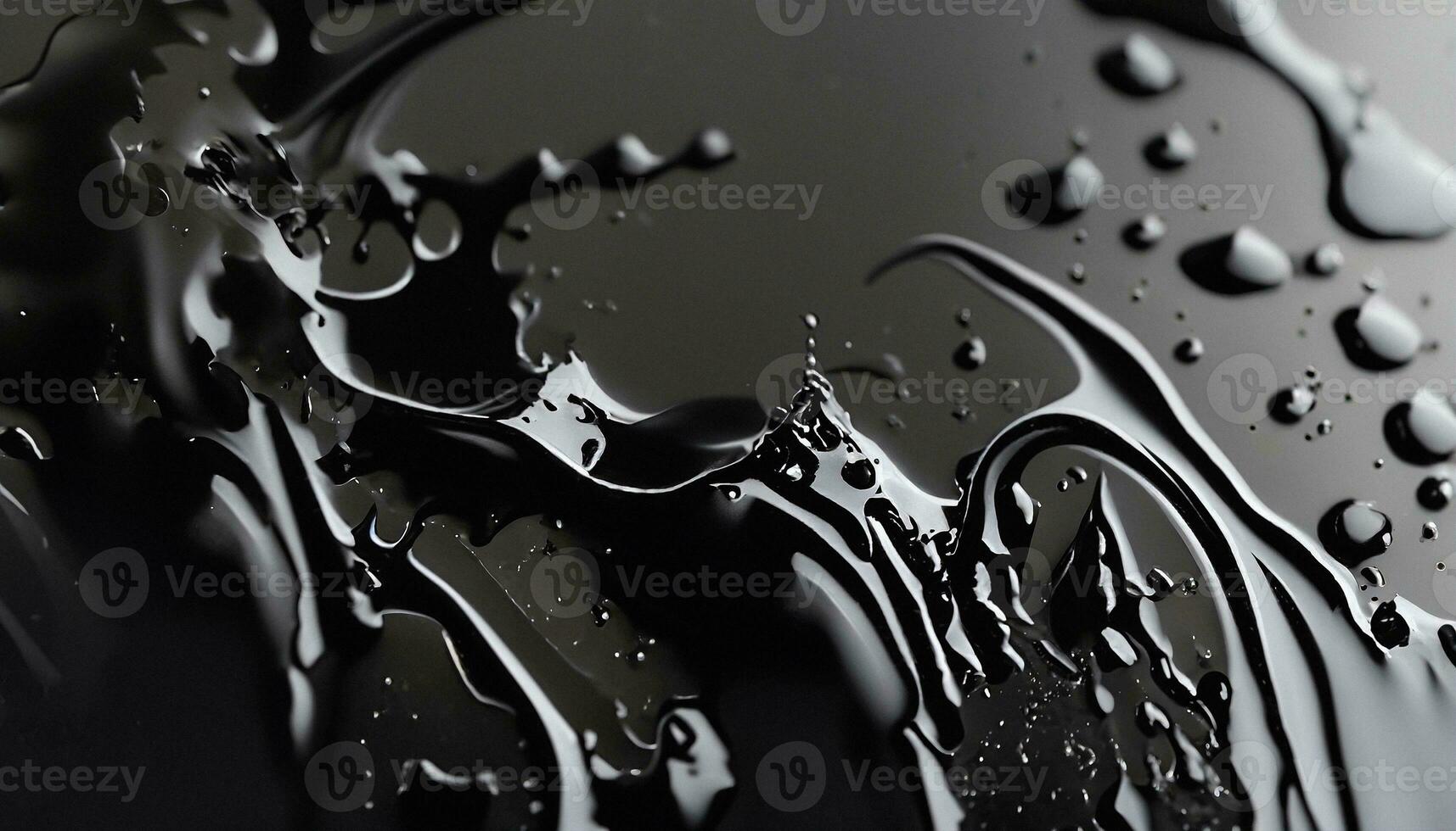 Abstract black fluid, black ink background photo