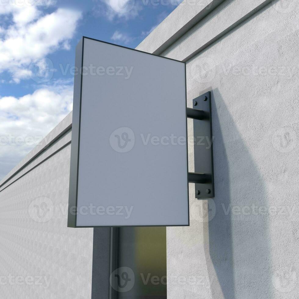 Blank, outdoor signage, signboard mockup, sign mounted on the building for logo presentation. 3d rendering photo