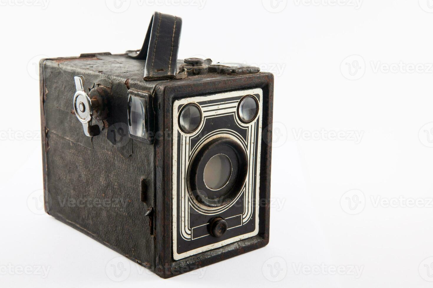 Antique camera isolated on white background photo