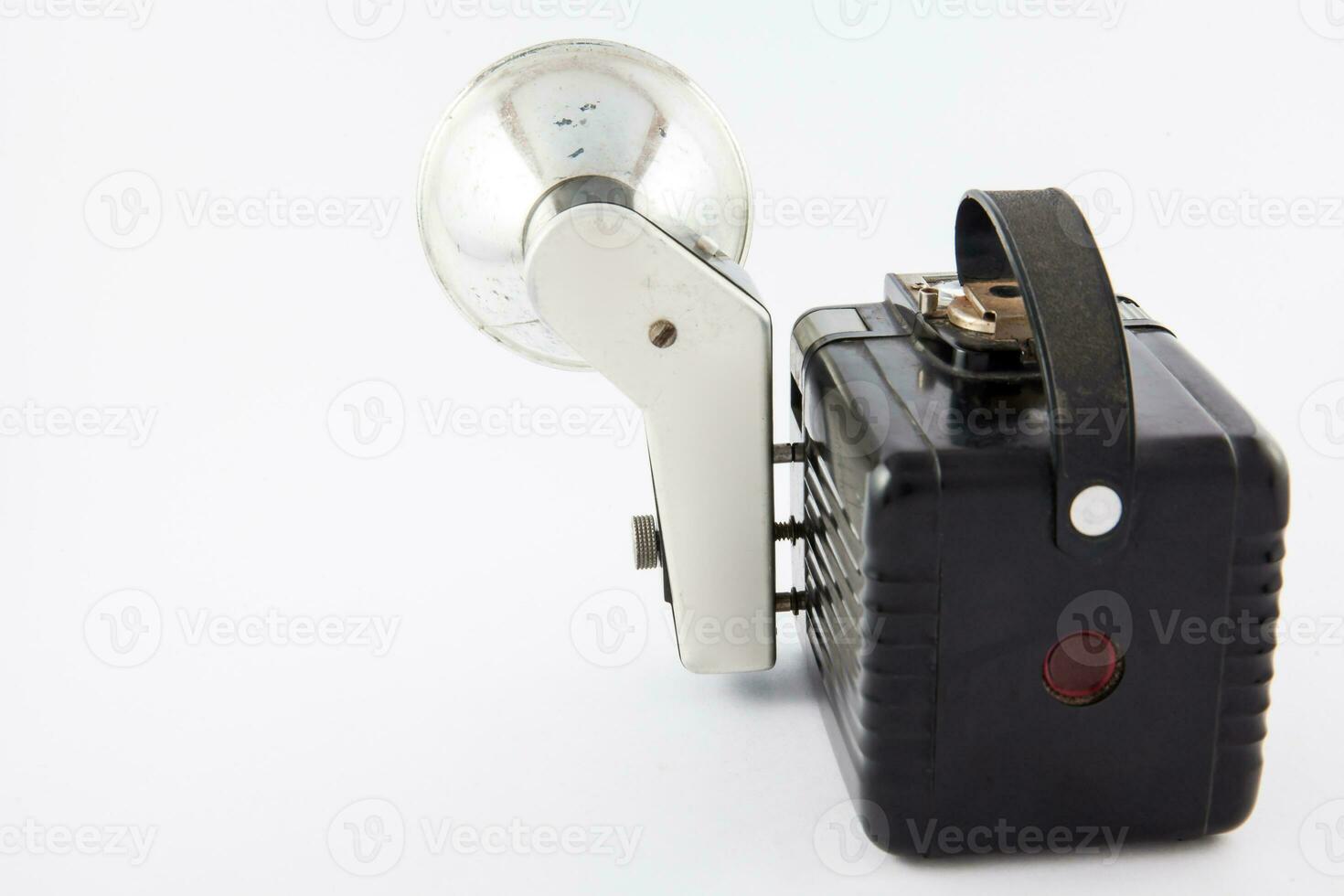 Antique camera isolated on white background photo