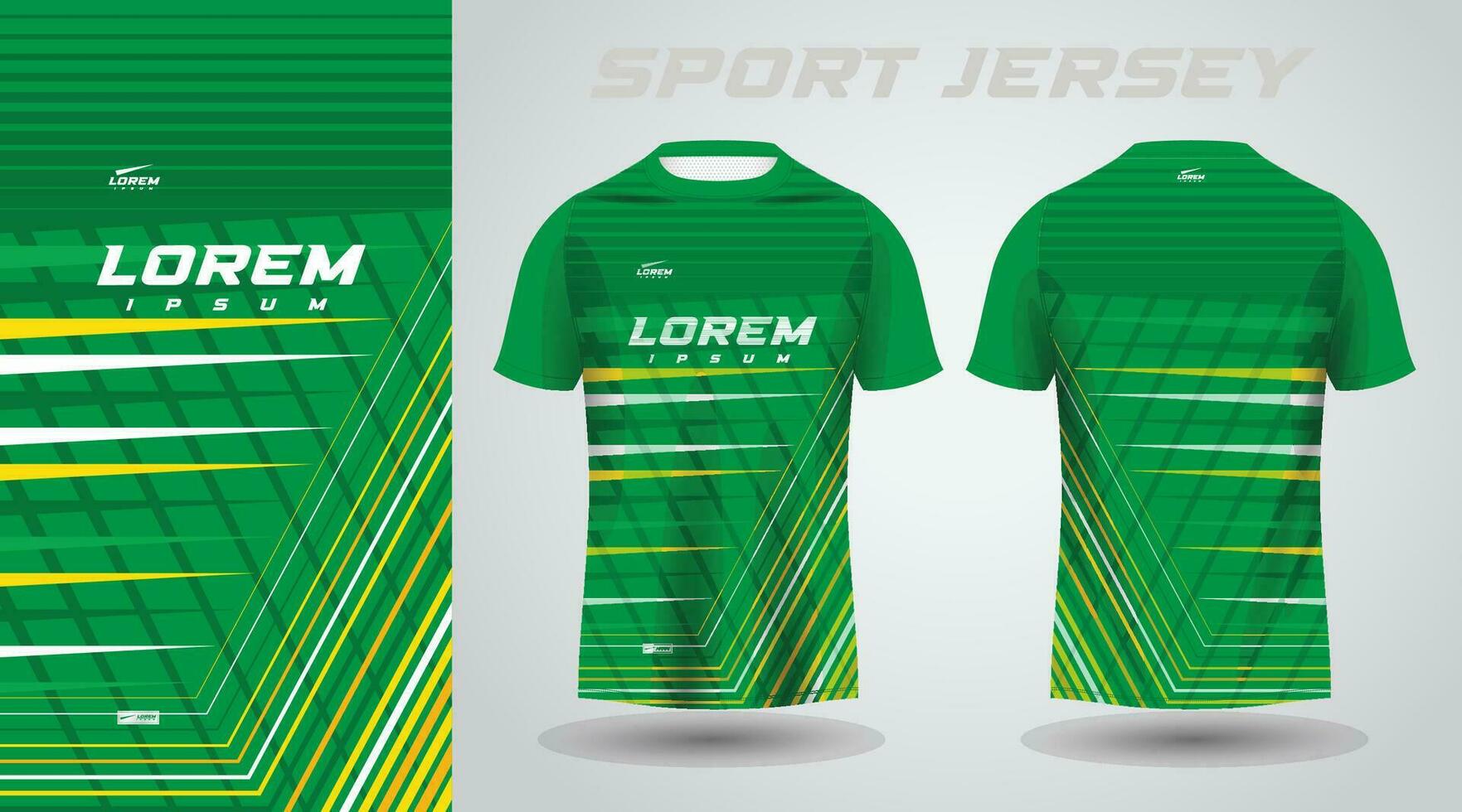 green yellow shirt soccer football sport jersey template design mockup vector